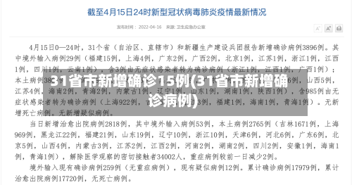 31省市新增确诊15例(31省市新增确诊病例)